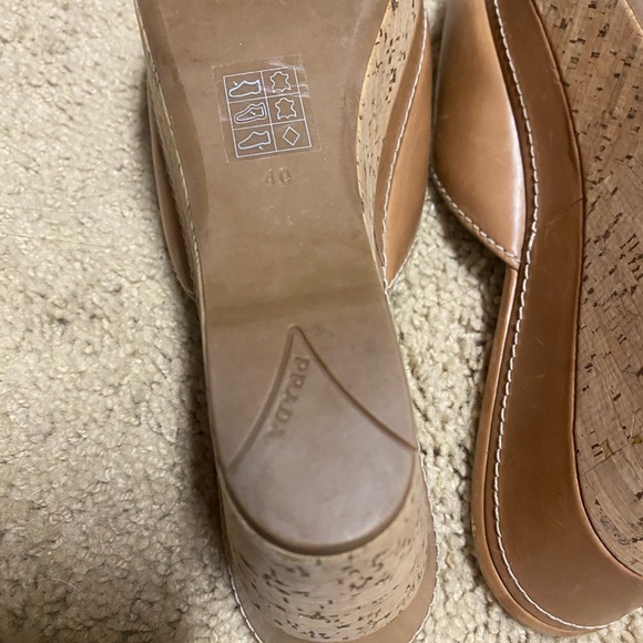 Prada Leather and Cork Wedge Slides - Picture 4 of 4